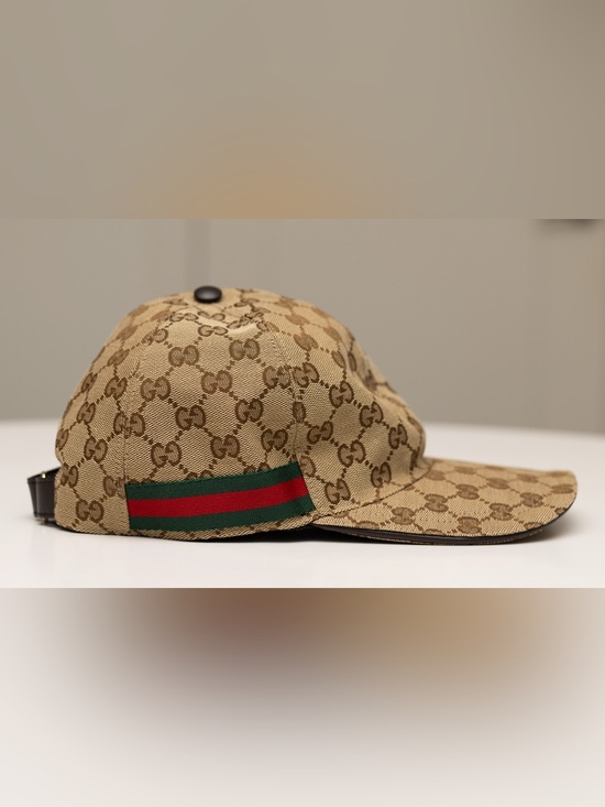 Gucci Other - Gucci Beige GG Canvas Cap with Green-Red Web Stripe